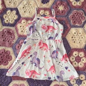 SHEIN Pink and Purple Watercolor Dino Tank Dress